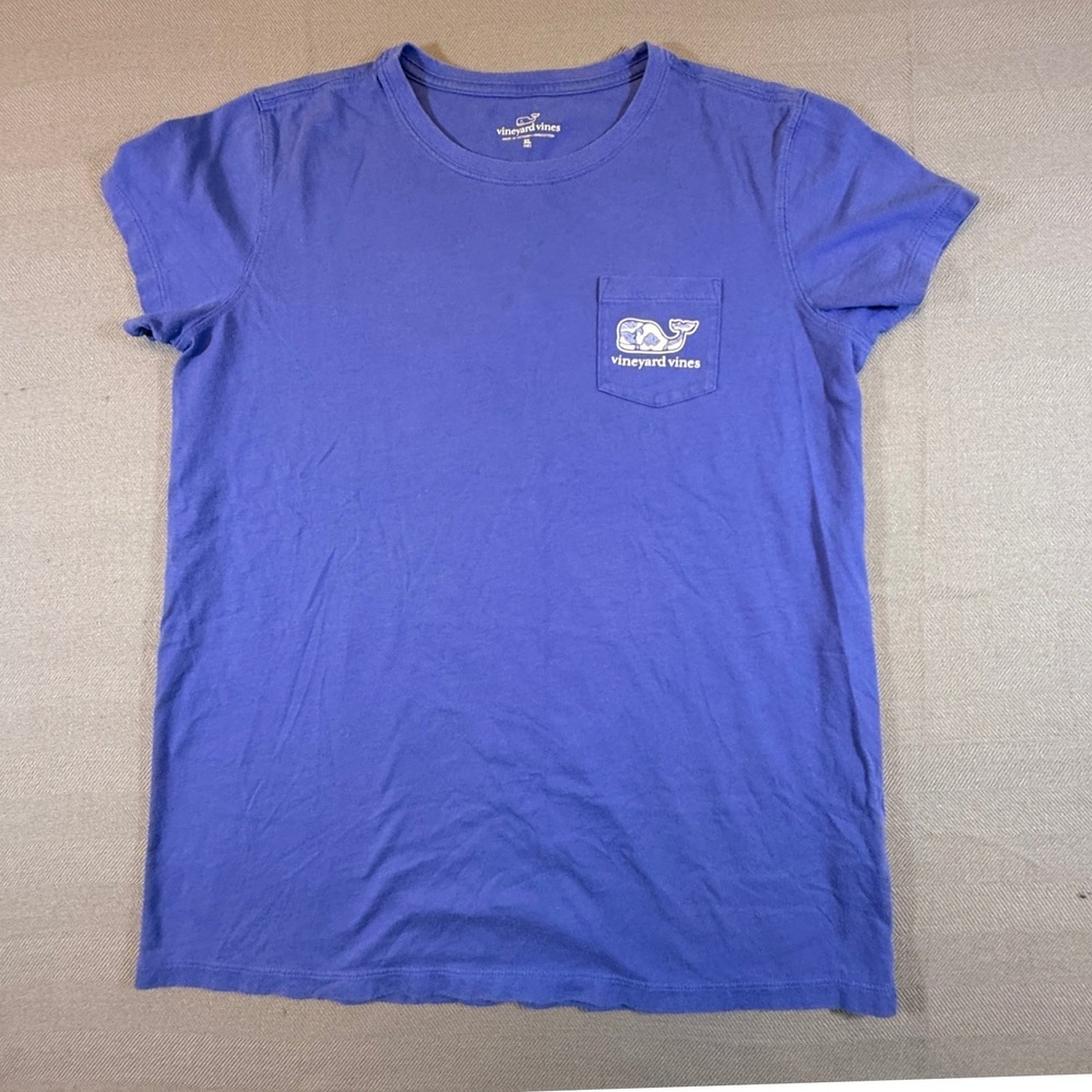 Vineyard Vines Girls XL 16 Purple Blue Whale Pocket T-Shirt Short Sleeve 1944